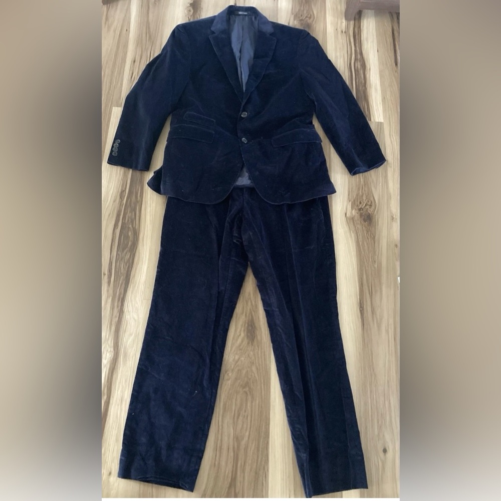 Hugo boss blue corduroy sweet 2 suit jacket pants pima cotton 38 S
